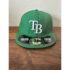 New Era 59FIFTY MLB Tampa Bay Rays Official On Field Fitted Hat - Size 7 Green